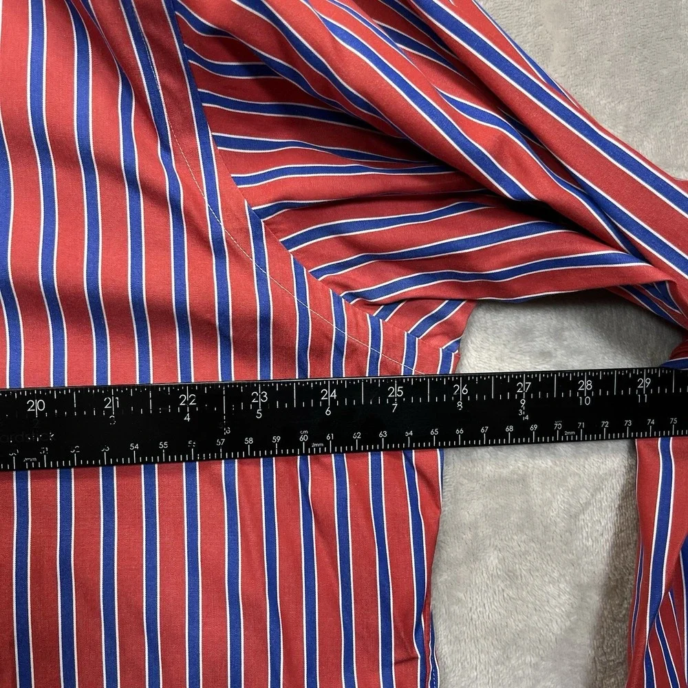 Ralph‎ Lauren Shirt Mens L Striped Red Blue White Classic Fit VTG
